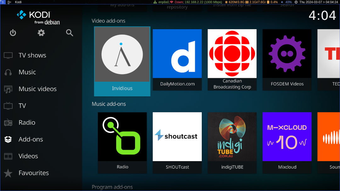 MOFO Linux version 9 continues with Kodi Media center and plugins.